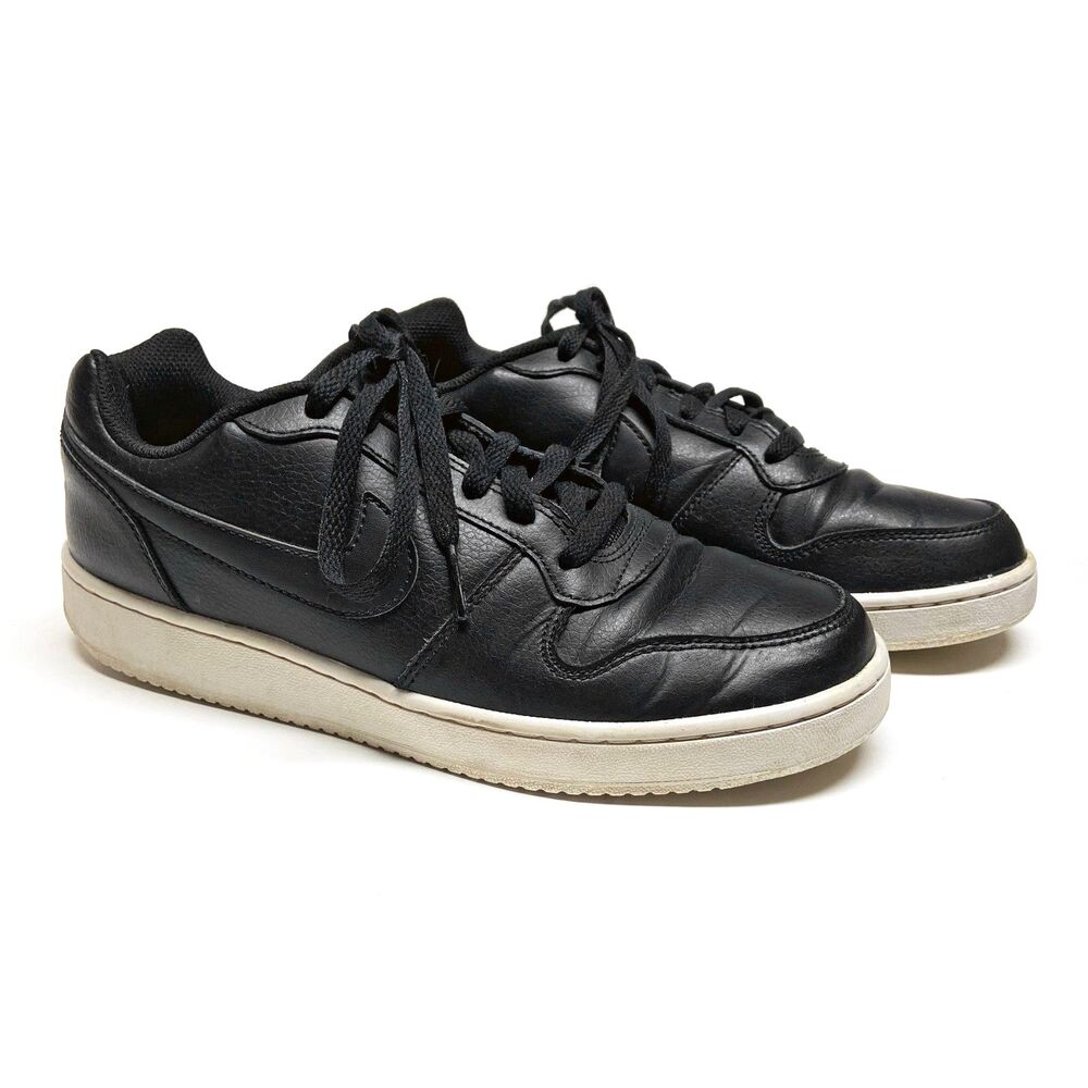 Nike Women's Ebernon Low Black Leather Sneakers Size 8 Lace-up AQ1779-001